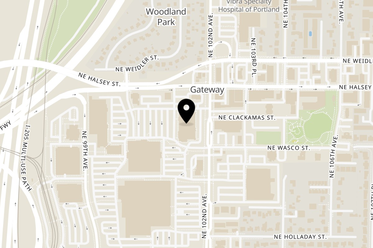 Map showing the location of Muchas Gracias Mexican Food Portland NE 102nd Ave on 1307 NE 102nd Ave in Portland